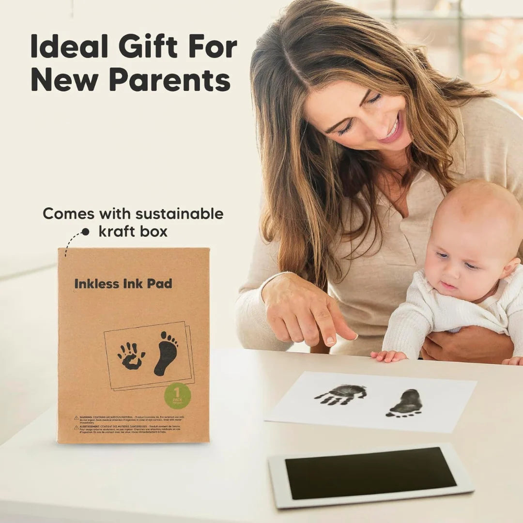 Inkless baby hand & footprint ink pad with 2 papers
