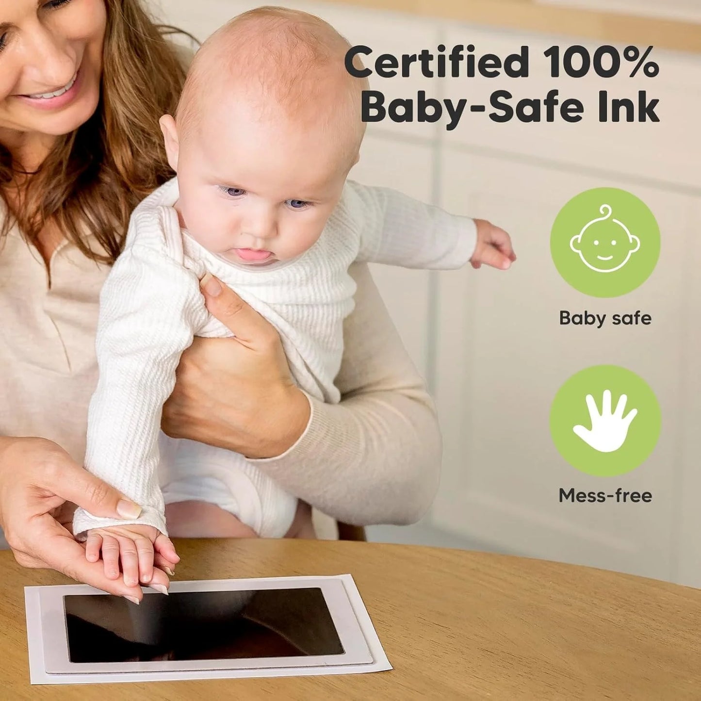 Inkless baby hand & footprint ink pad with 2 papers
