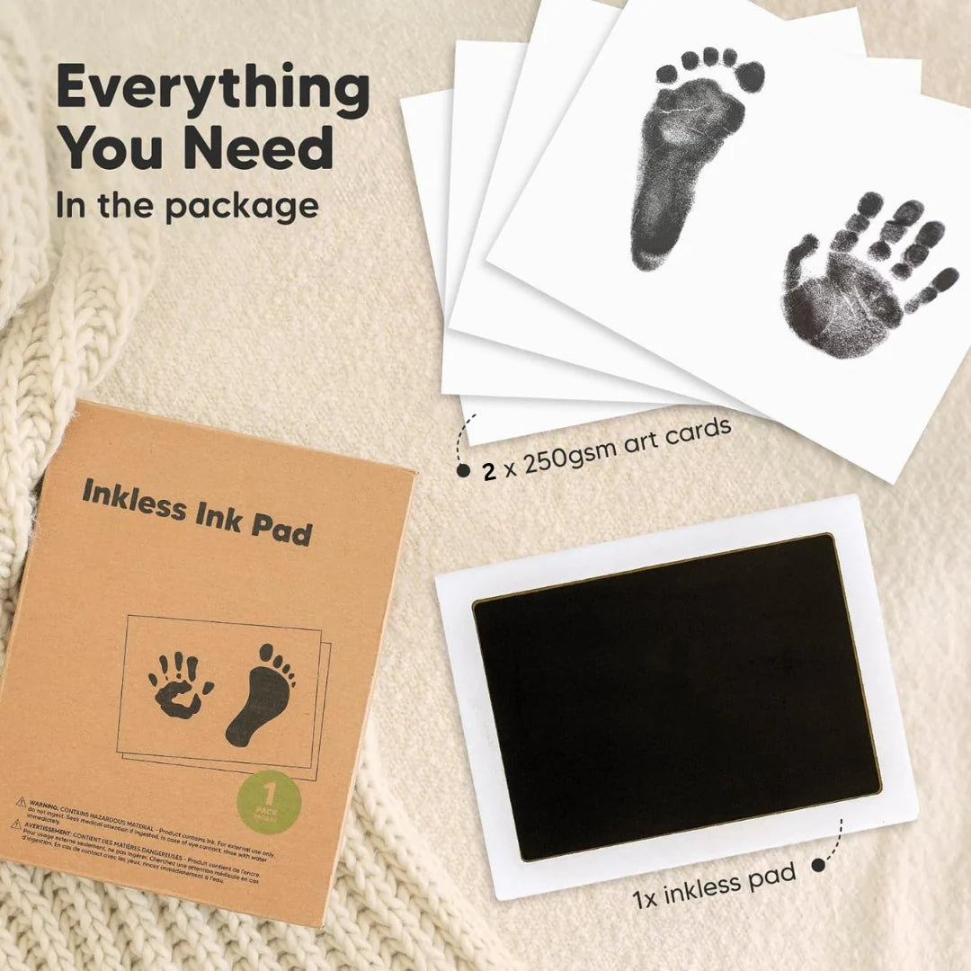 Inkless baby hand & footprint ink pad with 2 papers